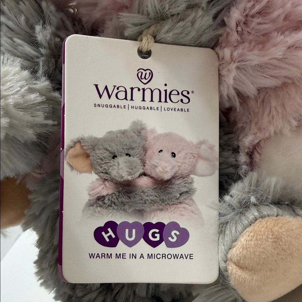 Warmies Hugs Plush Small Pet Toy - Pink and Gray Cuddly Elephant Pair